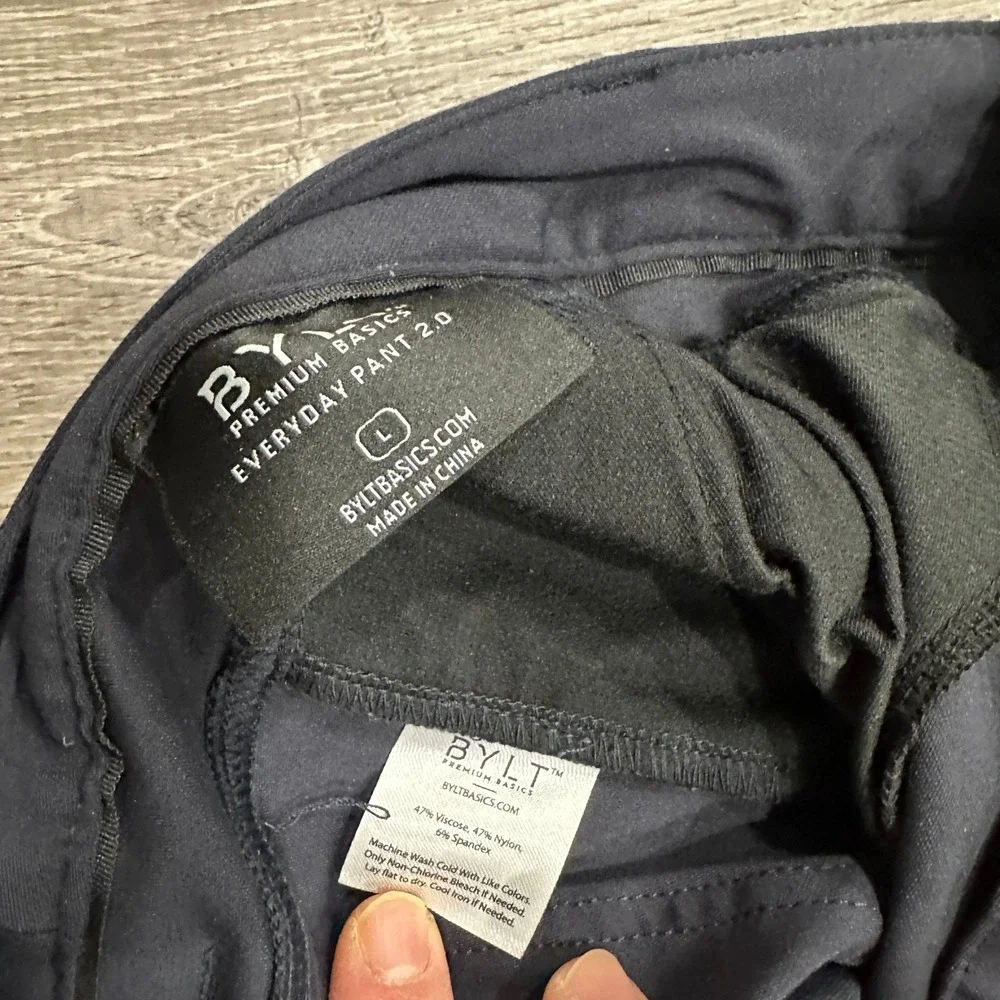BYLT Premium Basics Everyday Pant 2.0 Mens Large Navy Slim Performance Chino